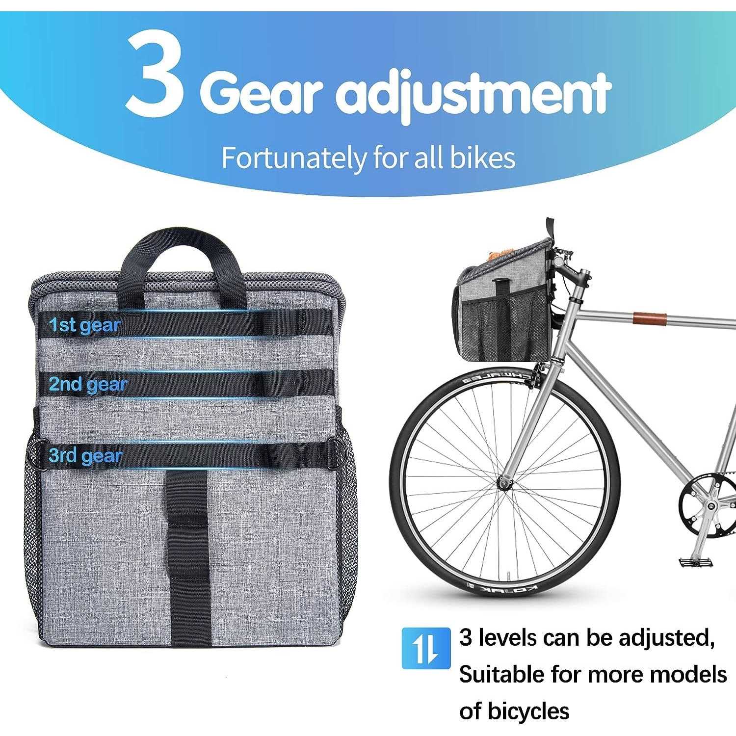 Dog Bike Basket Carrier Pet Bicycle Front Carrier Foldable Removable I8204