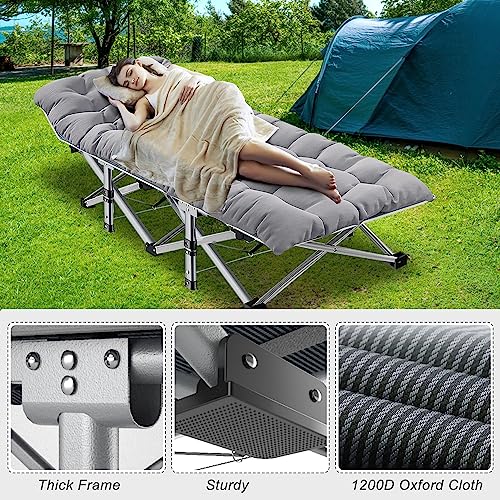 Foldable Camping Cot for Adults, Heavy Duty Guest Bed with Mattress Bag O7544