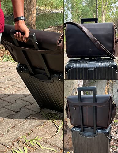 Vintage Full Grain Leather Laptop Messenger Bag E255852
