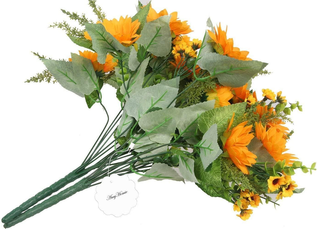 Artificial Sunflower Bouquets, 2 Bunches Fake Wildflowers for Wedding Spring Decor X718