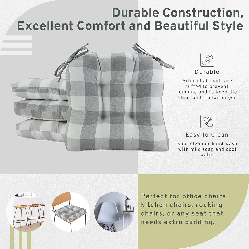 Chair Pads with Tiebacks, Gray, Set of 4 O162