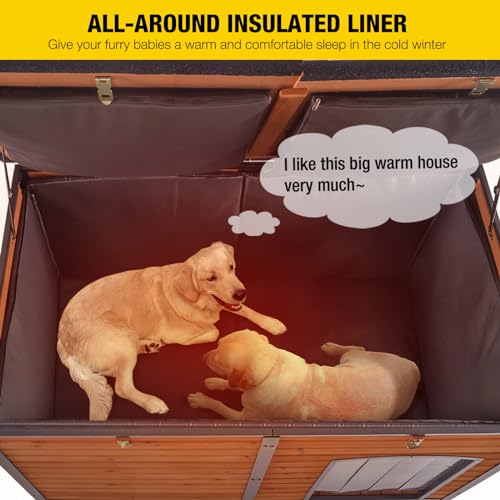59" Insulated Dog House with Liner for Winter, Waterproof for Outdoor & Indoor Use B1510