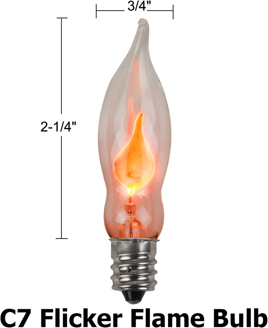 Flicker Flame Light Bulb, 3 Watt, E12 Candelabra Base, Box of 10 O275