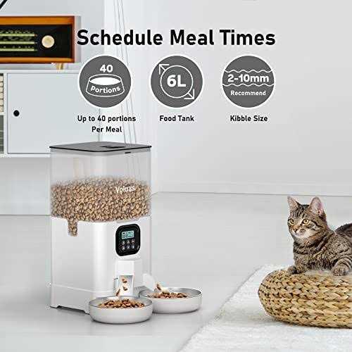 Automatic Cat Feeder for Two Cats with Stainless Steel Bowls L506