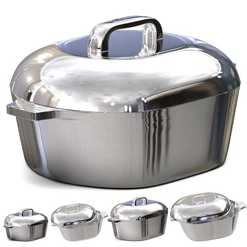 Cast Aluminum Dutch Oven with Lid - 5 Quart Oval Pot for Bread Baking and Roasting K600