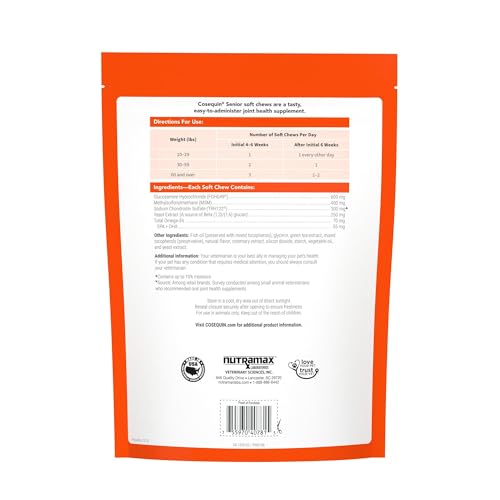 Senior Dog Joint Health Supplement with Glucosamine and Chondroitin, 60 Soft Chews D329