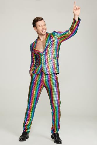 70s Disco Costume Suit Set 2 Pieces Metallic Jacket and Pants P284376