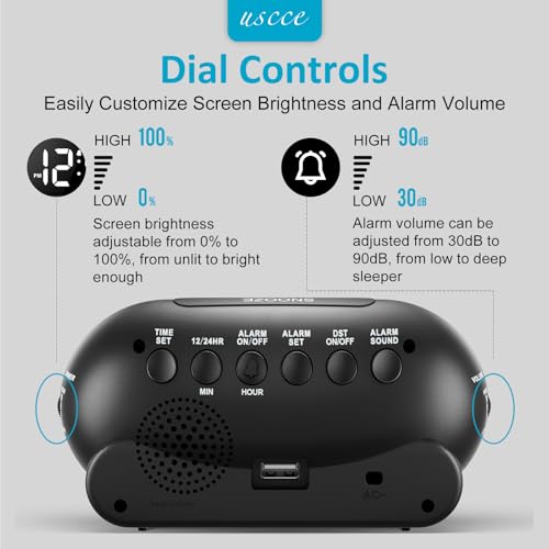 Small LED Digital Alarm Clock with Snooze and Adjustable Brightness F376390