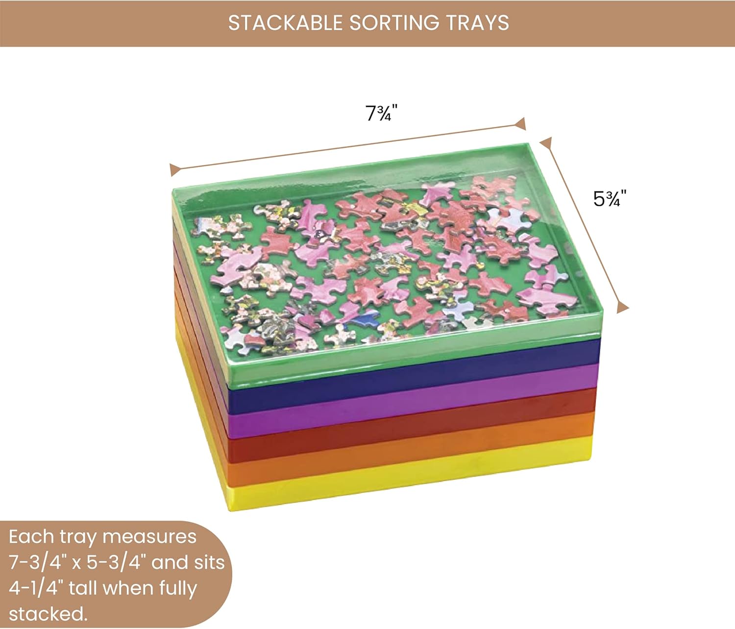 Stackable Sorting Trays for Jigsaw Puzzle Pieces, Pack of 6 N37083
