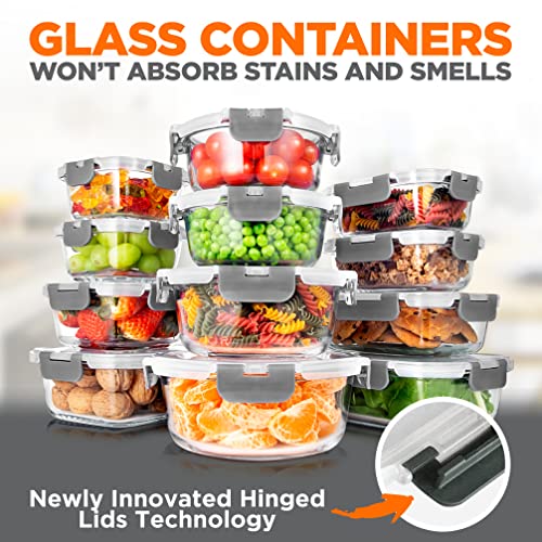 12-Piece Glass Food Storage Containers with Airtight Lids, BPA-Free W129