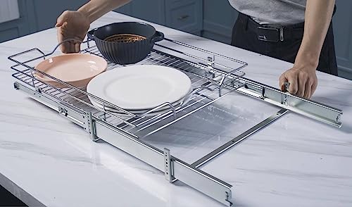 Pull Out Cabinet Organizer for Kitchen, 11" W x 21" D, Chrome Finish G693