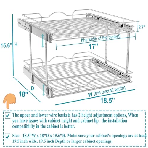 2 Tier Pull Out Cabinet Organizer for Kitchen, Bathroom, Pantry V440