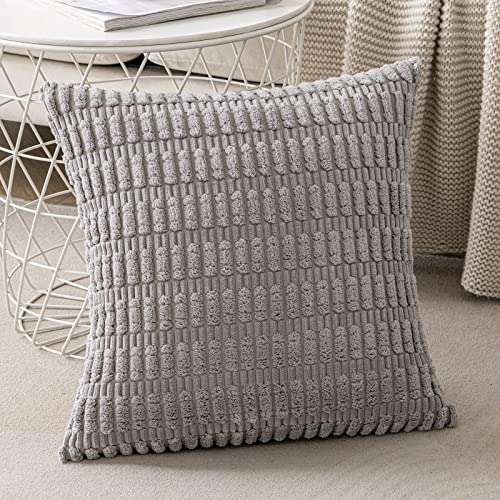 Blue Corduroy Throw Pillow Covers 12x20 Inch for Couch Bed Living Room R245