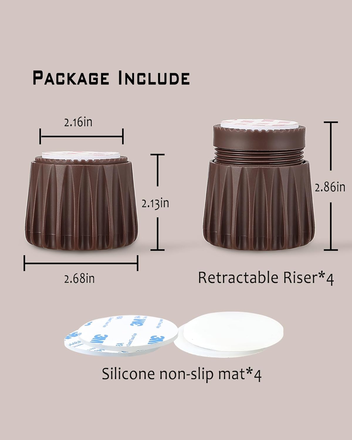 Adjustable Furniture Bed Risers 2.1-2.8 Inch, Anti Slip Plastic for Sofa Couch Desk Chair M803262