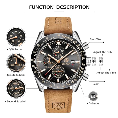 Mens Analog Quartz Chronograph Waterproof Wrist Watch with Calendar I562348