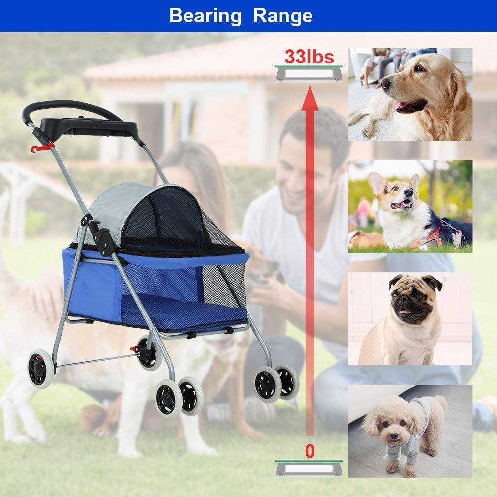 Pet Stroller 4 Wheels Folding Waterproof Portable Travel with Cup Holder U49261