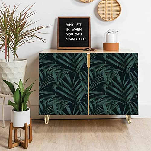 Watercolor Palm Leaf Wooden Door Accent Cabinet with Storage L2875