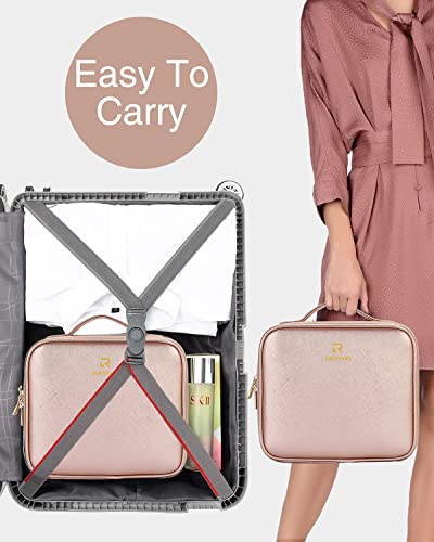 Travel Makeup Train Case with Adjustable Dividers and Shoulder Strap R396936