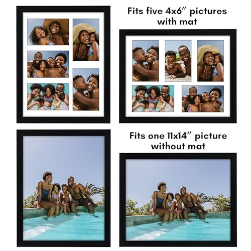 11x14 Collage Picture Frame with Shatter-Resistant Glass for Five 4x6 Photos P268914