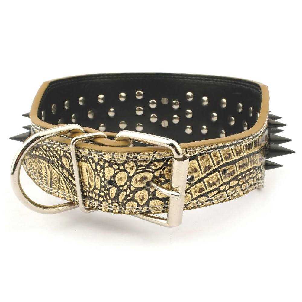 Sharp Spiked Studded Leather Dog Collar for Medium Dogs B815
