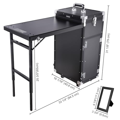Rolling Manicure Table with 4 Drawers, Foldable Nail Station M487044