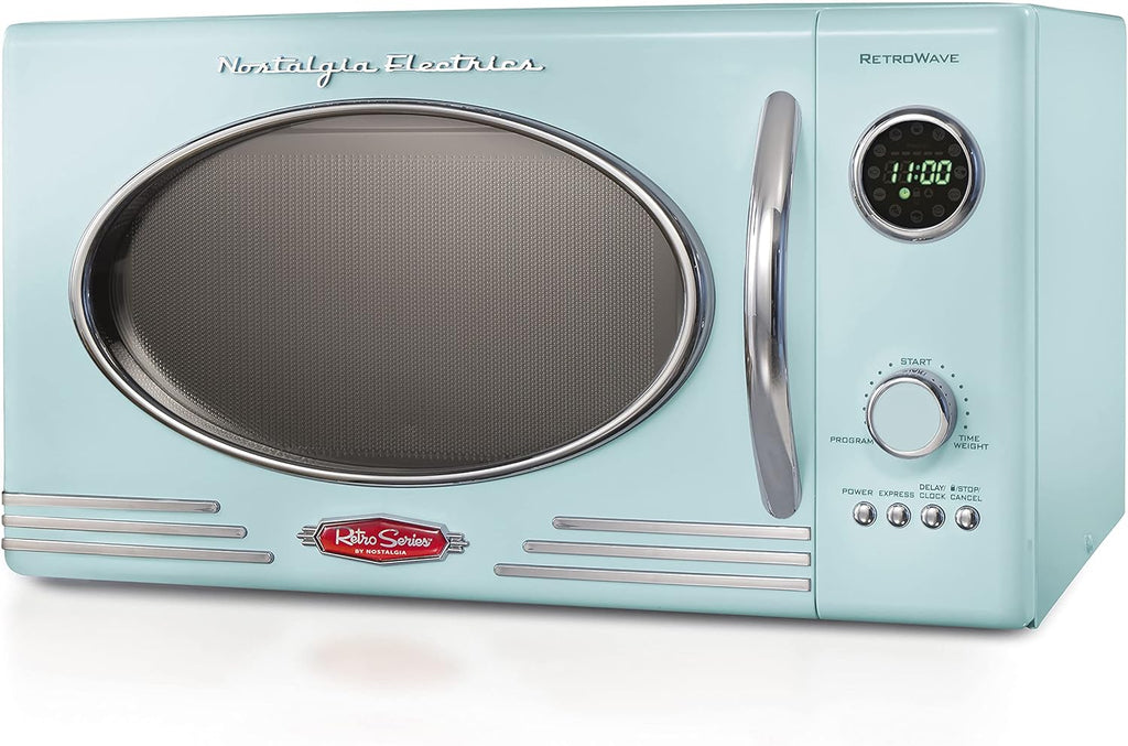 Retro Countertop Microwave Oven with LED Digital Display and Coffee Maker U81392