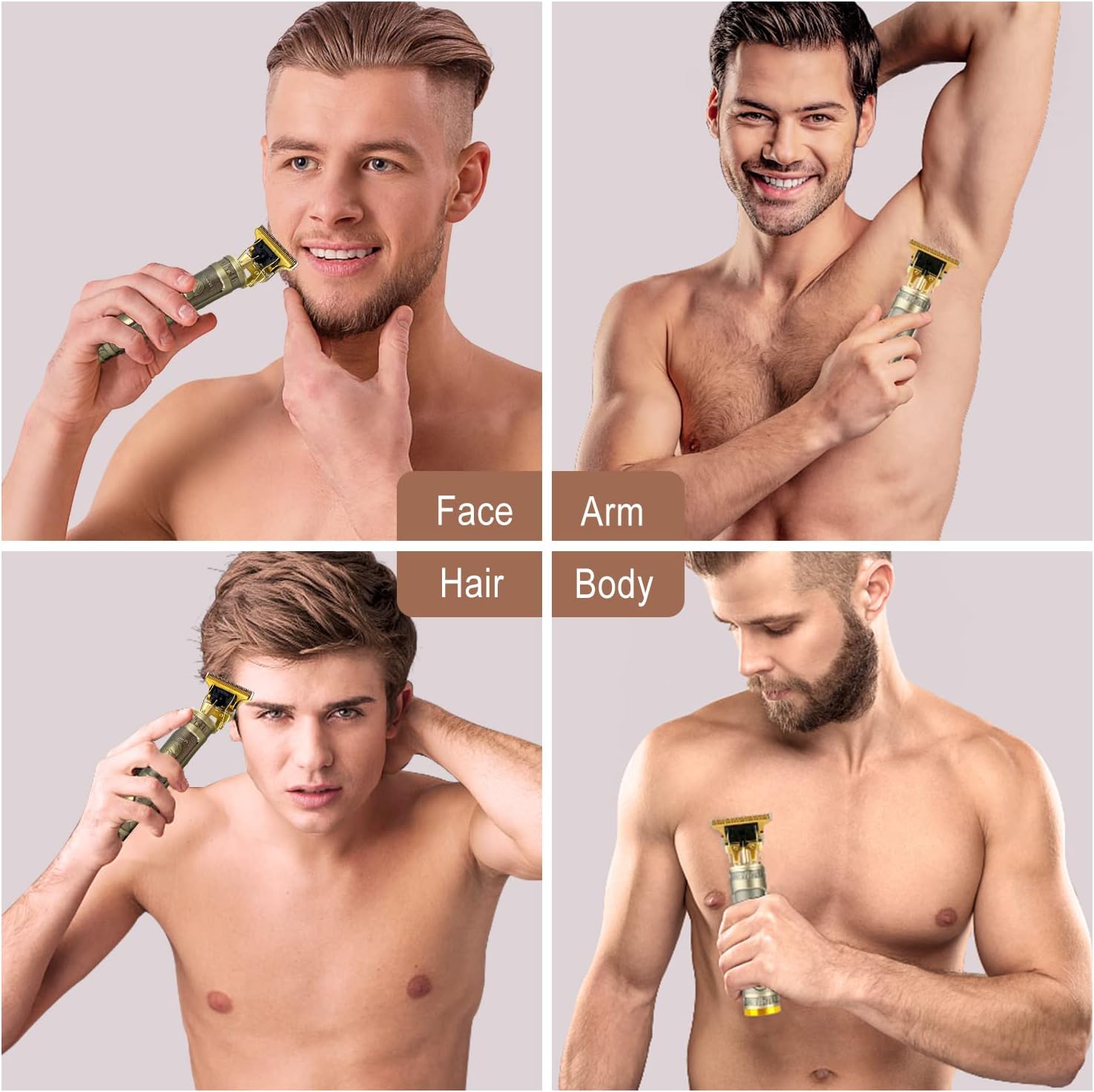 Cordless Hair & Beard Trimmer with 4 Guide Combs, Rechargeable T-Blade Edger S1367