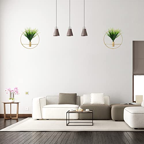 Set of 2 Artificial Plants with Gold Metal Hanging Hoop for Wall Decor L338100