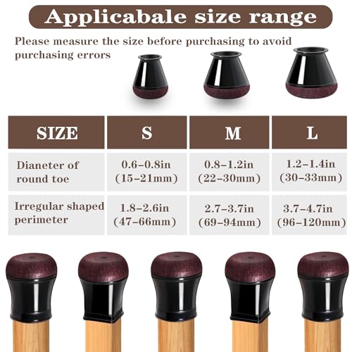 Chair Leg Floor Protectors for Hardwood Floors, Clear Rubber Furniture Sliders with Felt E124