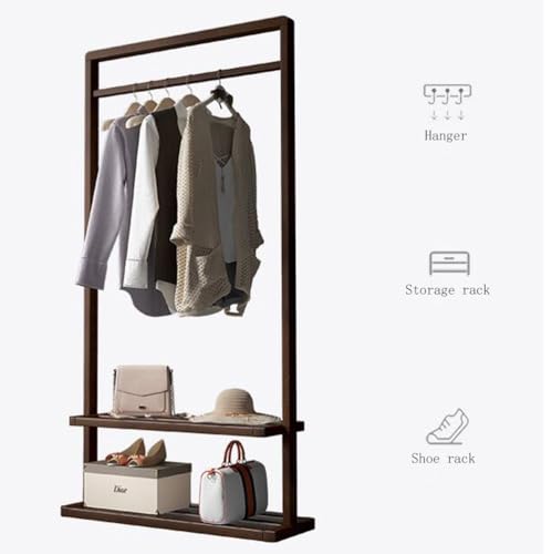 Solid Wood Coat Stand with Storage Shelves N3193