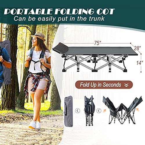 Foldable Camping Cot for Adults, Heavy Duty Guest Bed with Mattress Bag O7544