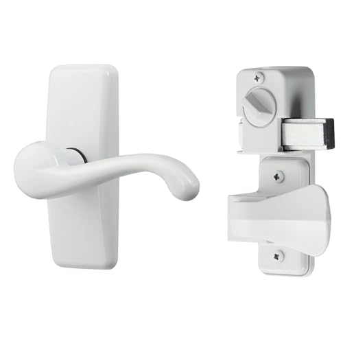 Ideal Security Door Lever with Deadbolt Lock for Storm and Screen Doors, Satin Nickel (2-Piece Set)