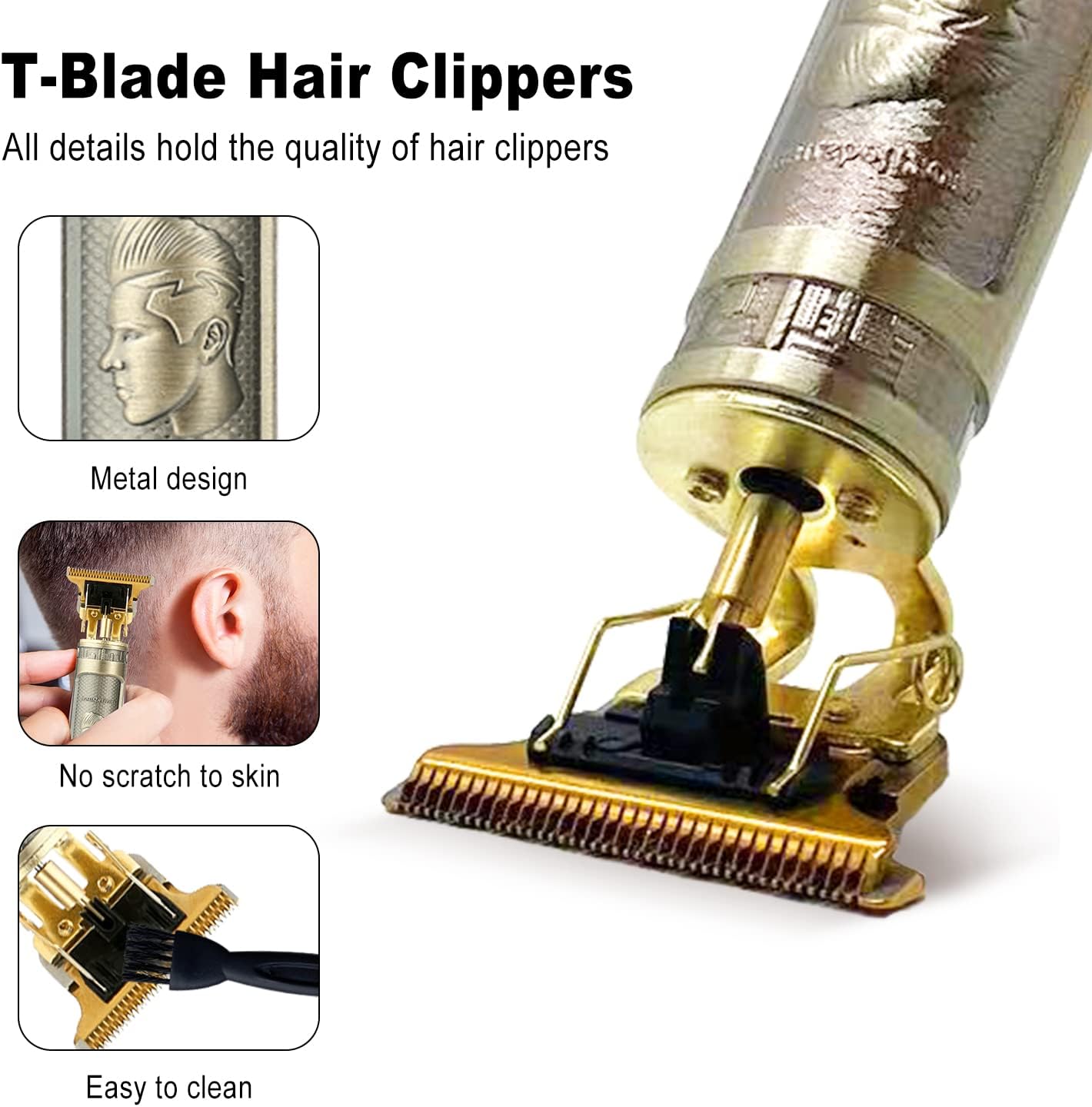 Cordless Hair & Beard Trimmer with 4 Guide Combs, Rechargeable T-Blade Edger S1367