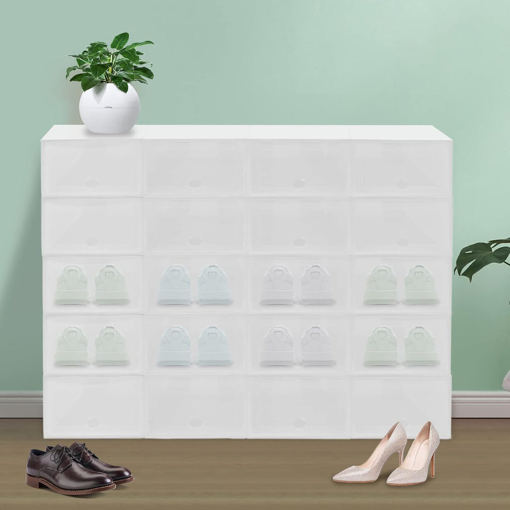 20 Pack Transparent Plastic Shoe Box W22964