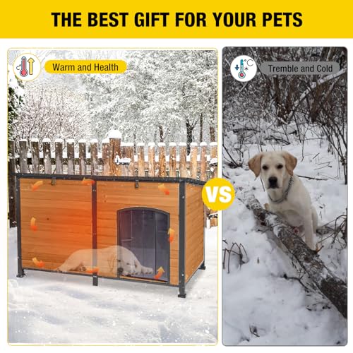 59" Insulated Dog House with Liner for Winter, Waterproof for Outdoor & Indoor Use B1510