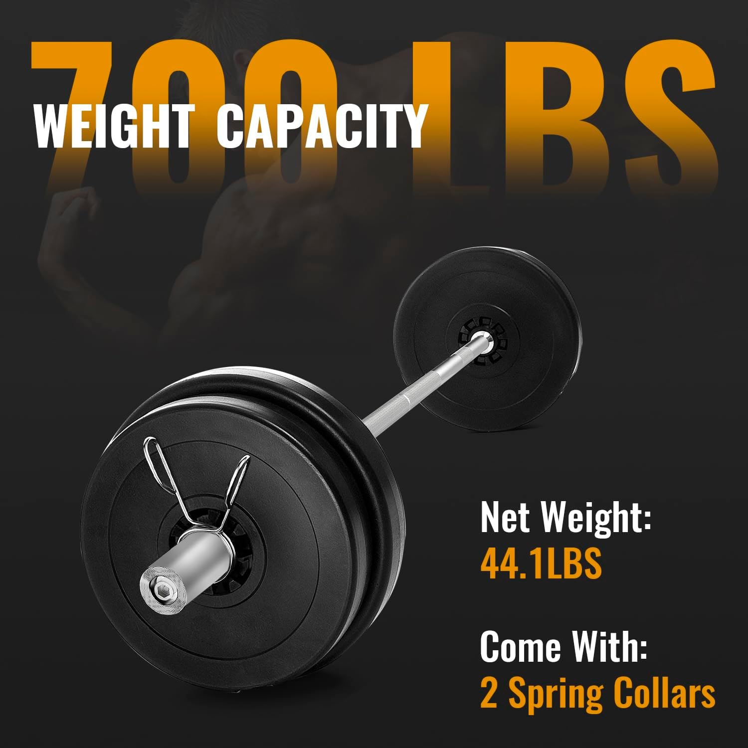 7ft Olympic Barbell for Strength Training, Weightlifting, Powerlifting R396