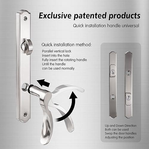 Hinged Patio Door Lever Handle with Mortise Lock Set L869